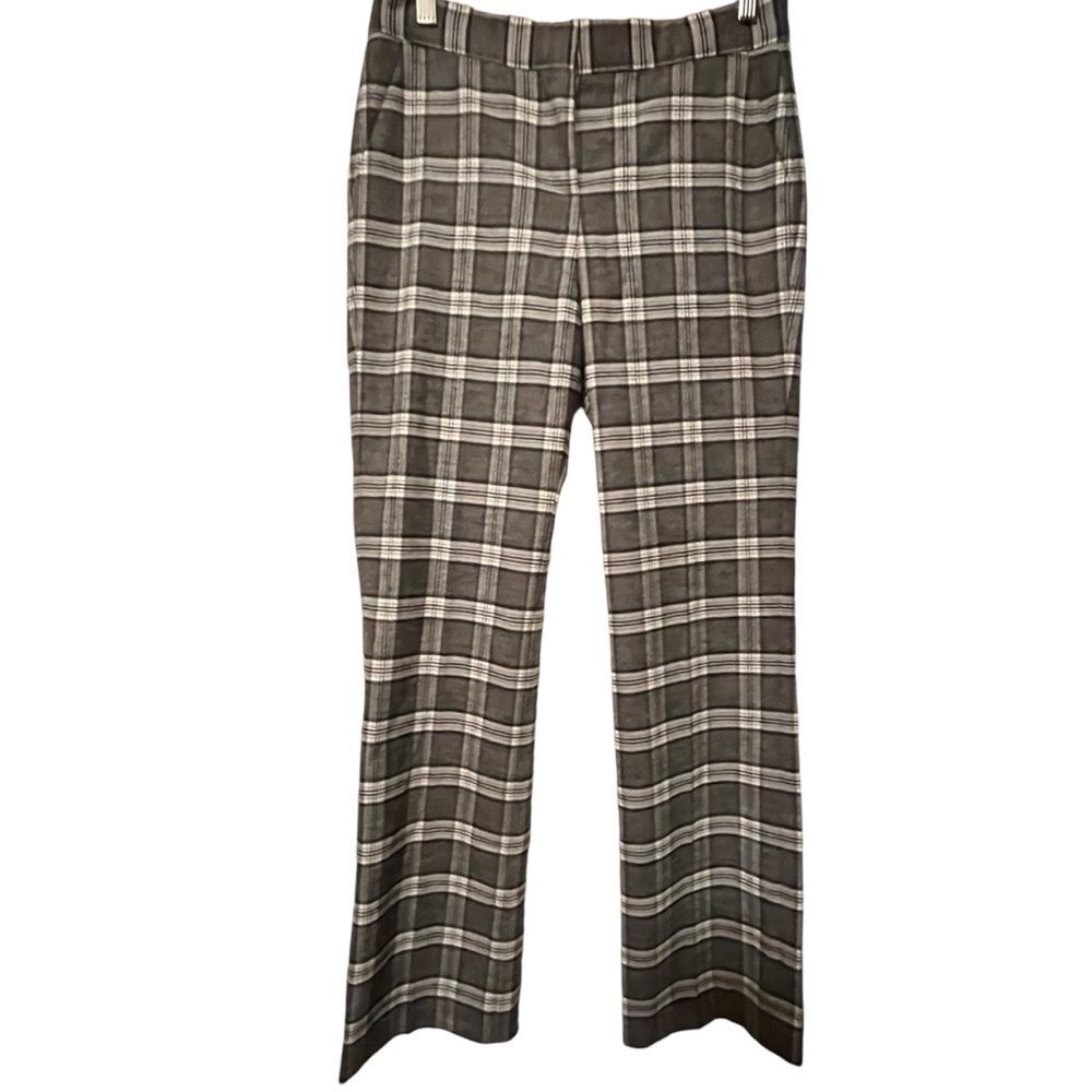 MAJE Plaid Pants Trousers Wool Blend Checkered FR 34 US 2 Gray Y2K